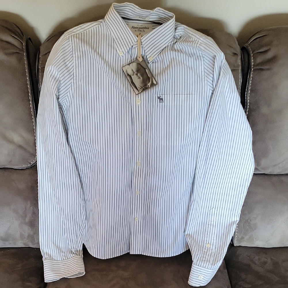 Abercrombie & Fitch Men's Blue Striped Shirt